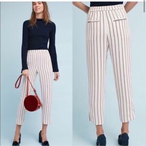 Anthropologie The Essential Pull-On Trousers in Cropped Stripe Size XS